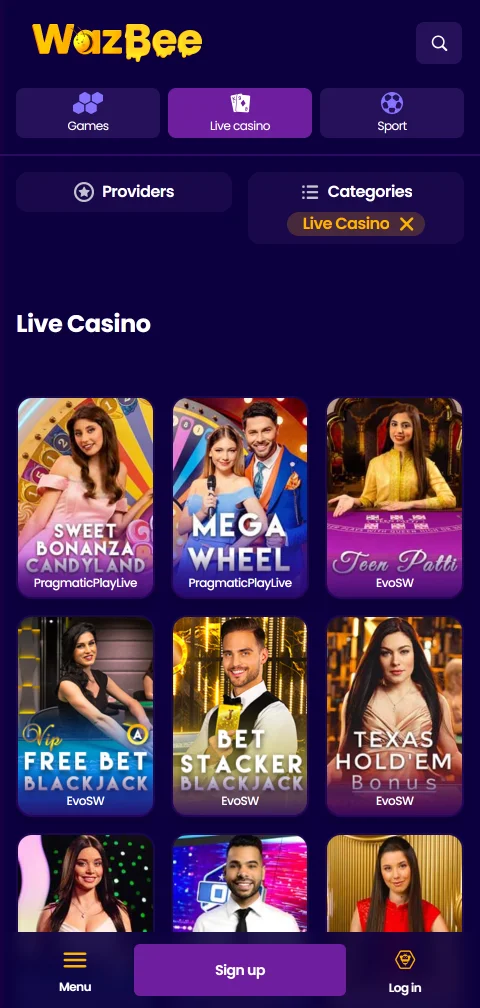 Wazbee Casino con licencia de la Curaçao Gaming Authority a nombre de JER-Team N.V.