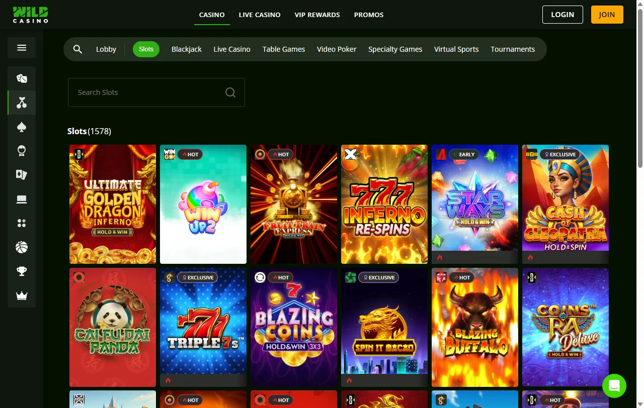 Bono de bienvenida de Wild Casino en cinco depósitos y 250 free spins