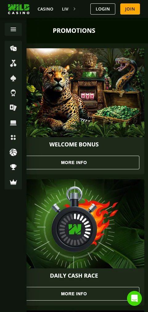 Cajero de Wild Casino con retiros en Bitcoin y USDT desde el celular