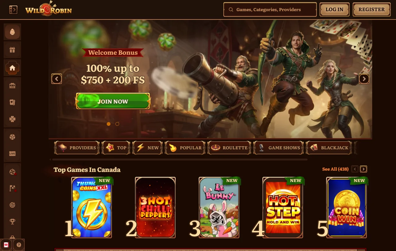 Portada de Wild Robin con su temática de Robin Hood para jugadores en Chile