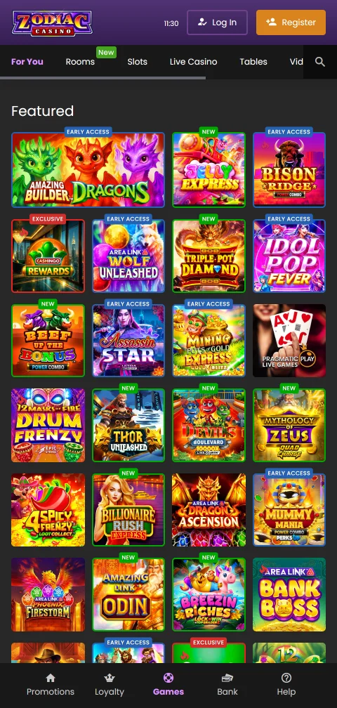 Zodiac Casino en versión móvil HTML5 para jugar desde el celular en Chile